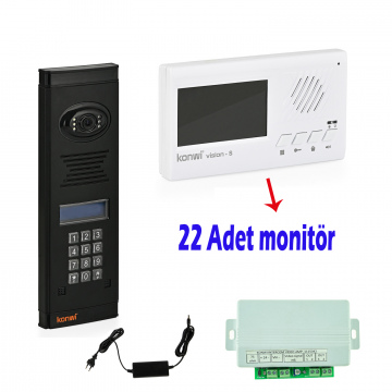 Görüntülü Diafon Seti Apartman Tipi 22 Daire Set Vsions 4,3 Monitör Zil paneli şifreli Kameralı 60w 